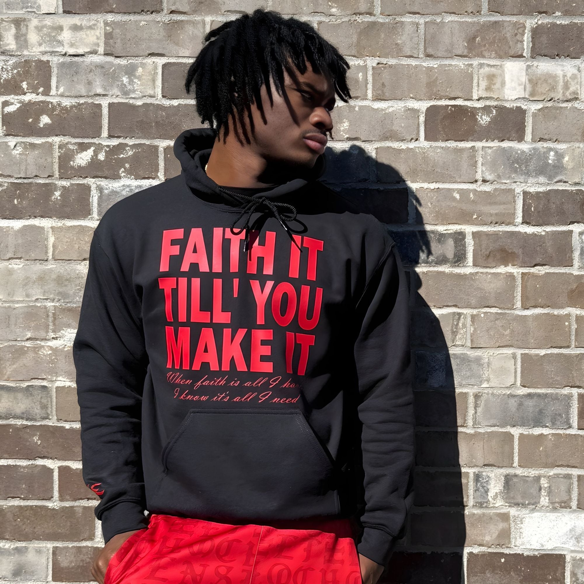 Black/Red "Faith It" Hoodie