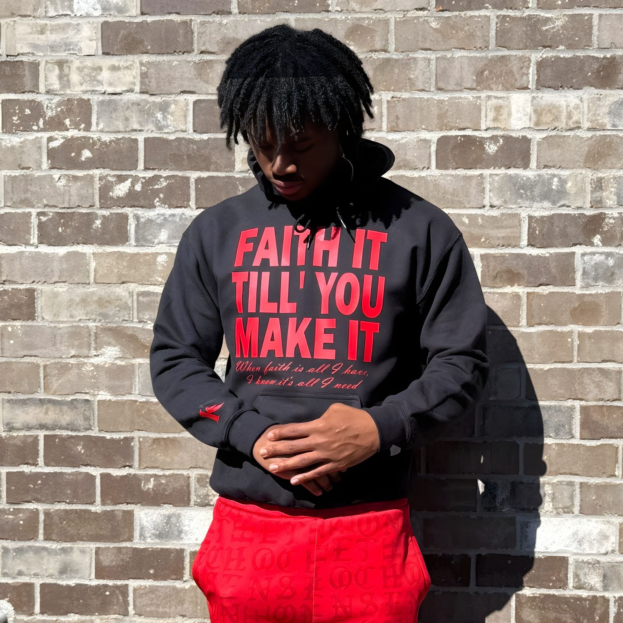 Black/Red "Faith It" Hoodie
