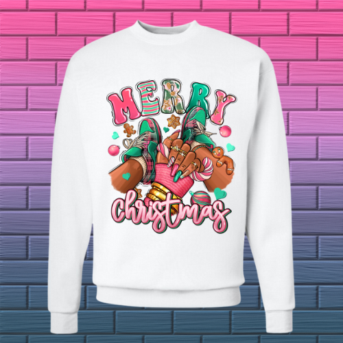 Pink & Green Merry Christmas Sweatshirt