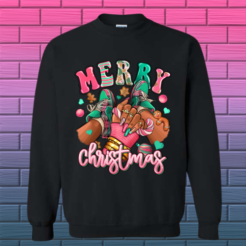 Pink & Green Merry Christmas Sweatshirt
