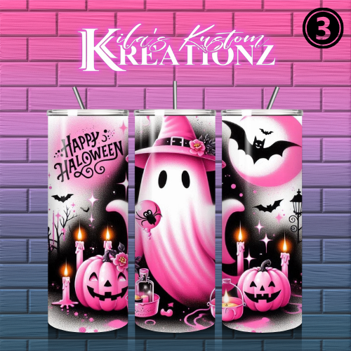 Halloween Tumbler (Pink designs) 20 oz.