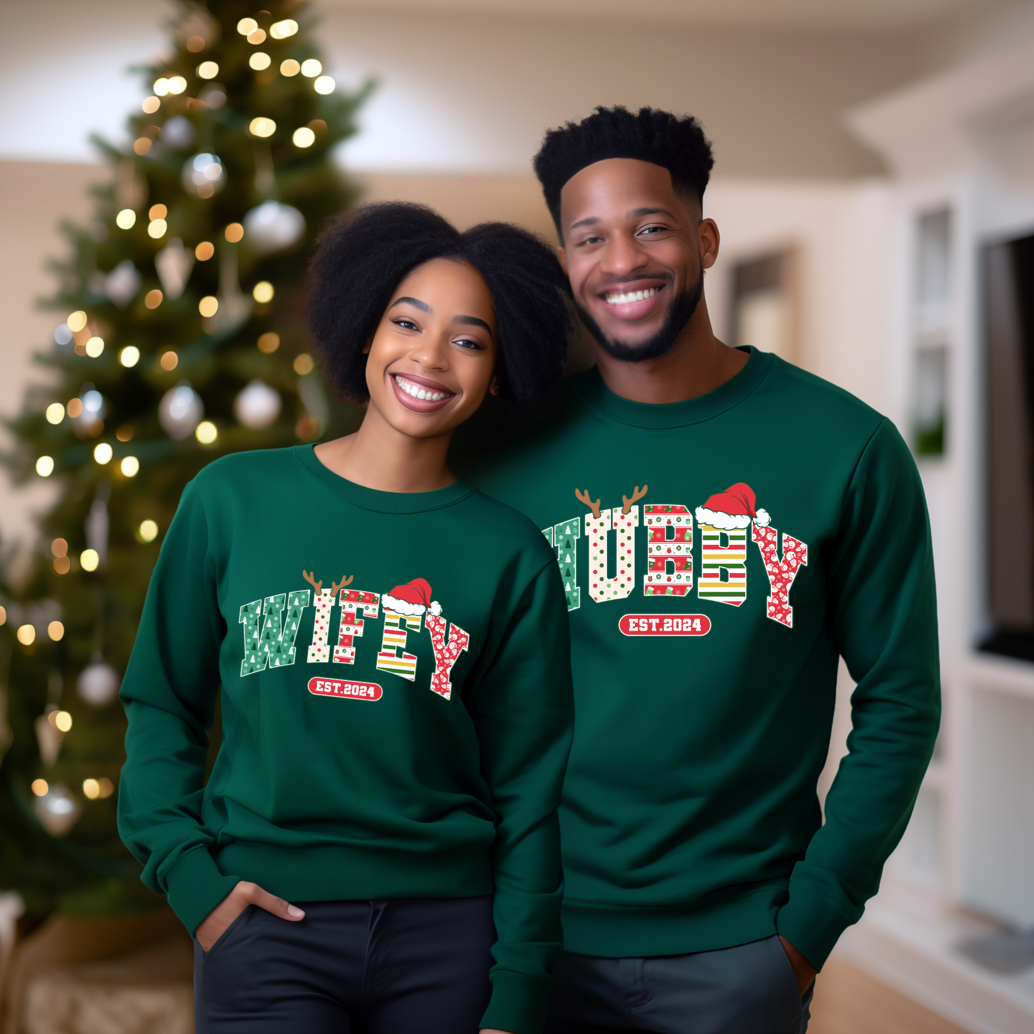 Hubby & Wifey Christmas Sweatshirts (SET)
