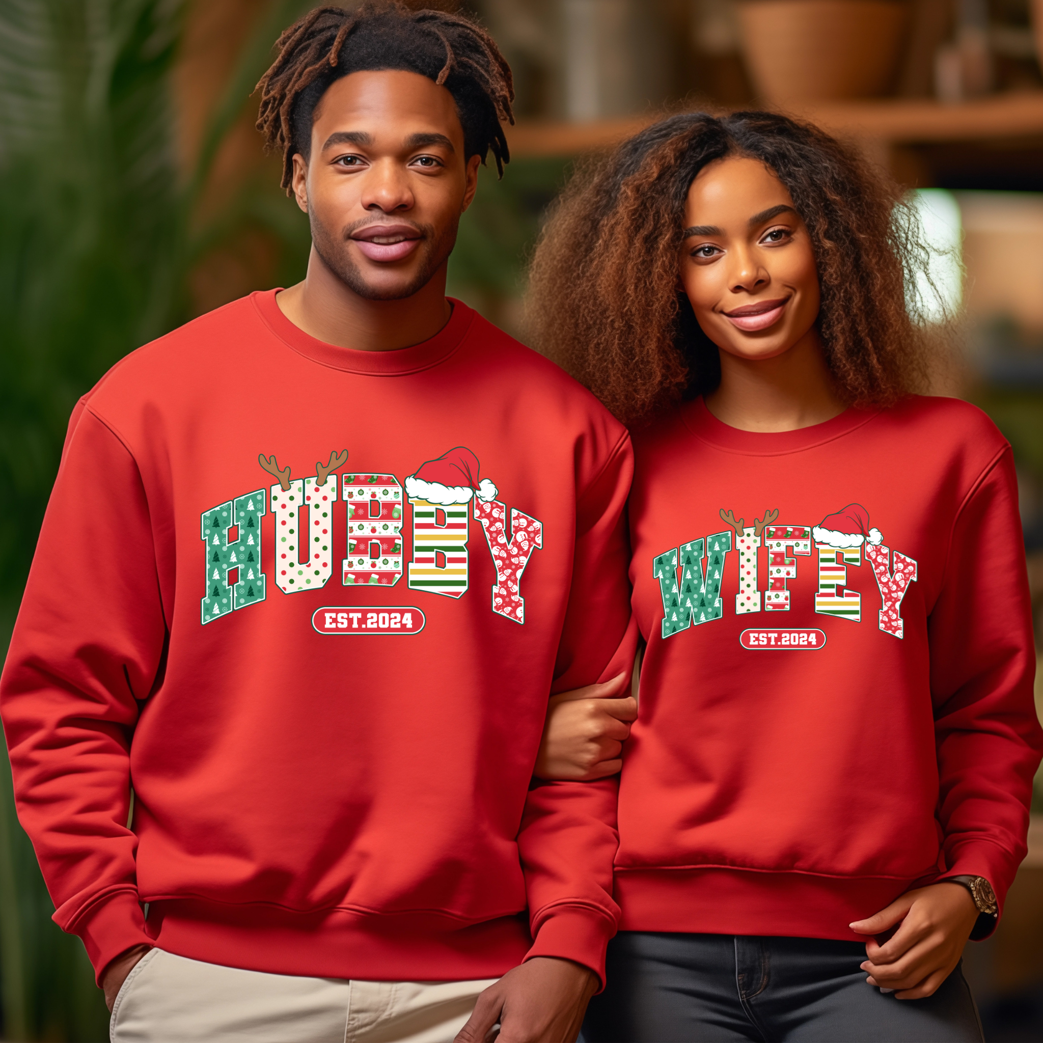 Hubby & Wifey Christmas Sweatshirts (SET)